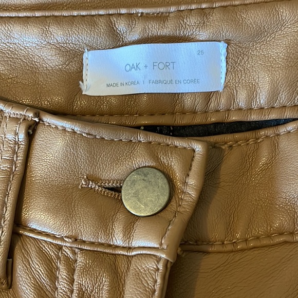Oak + Fort High Waist Vegan Leather Pant | Size 25 Brown - Picture 3 of 8